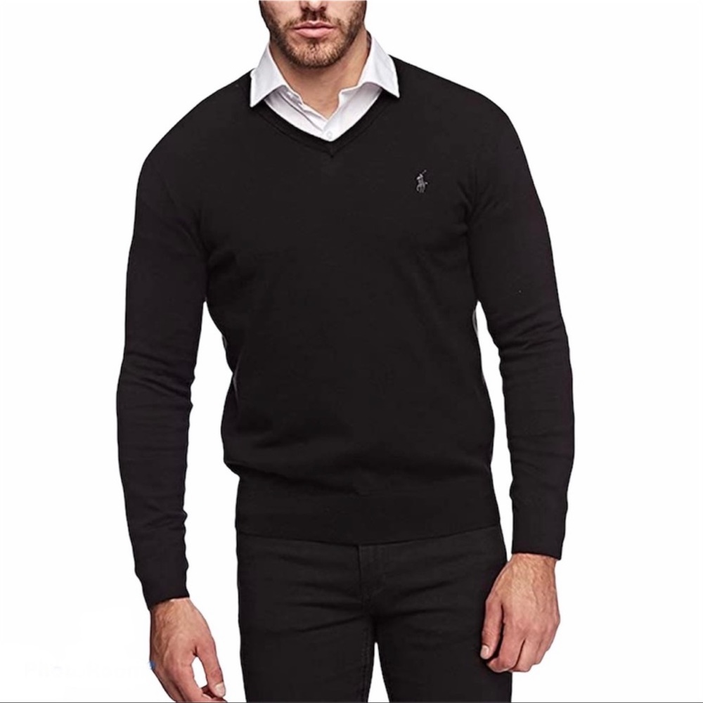 Polo Ralph Lauren Pima Cotton V-Neck Sweater | Charcoal Gray